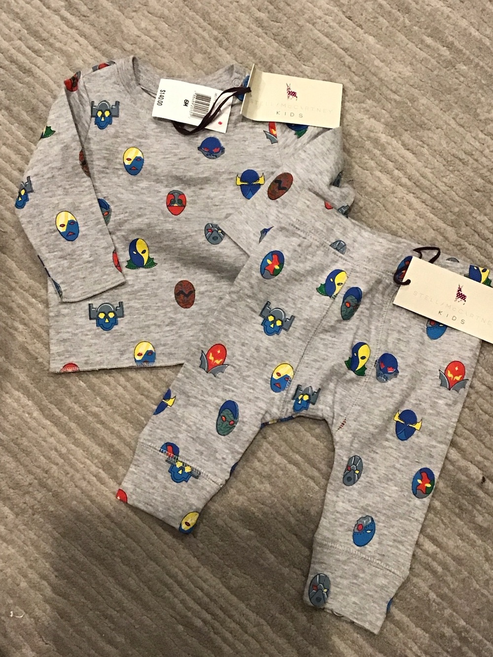Stella McCartney Kids Heather Gray Mask-Print Top & Leggings
